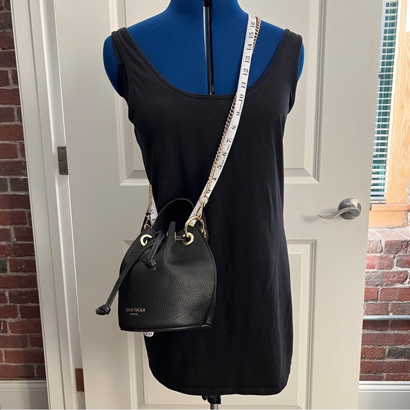 Anna Paola Black and Gold Mini Bucket Bag - Picture 6 of 7